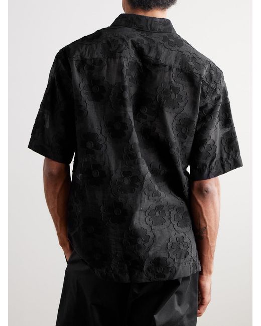 NN07 Black Freddy 50045 Floral-Embroidered Organic Cotton-Blend Shirt for men