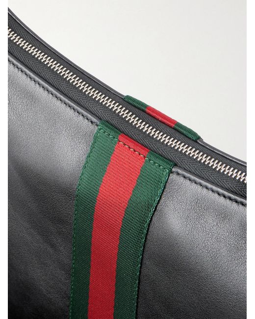Gucci Black Lunetta Webbing-Trimmed Leather Tote Bag for men