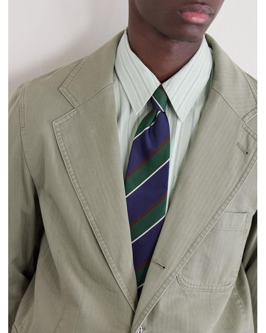 Drake's Green Games Herringbone Cotton Suit Jacket for men
