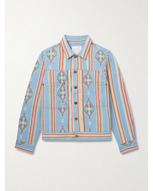 Kardo Blue Marvin Cotton-jacquard Trucker Jacket for men
