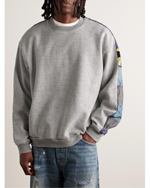 Kapital Gray Patchwork Cotton-blend Jersey Sweatshirt for men