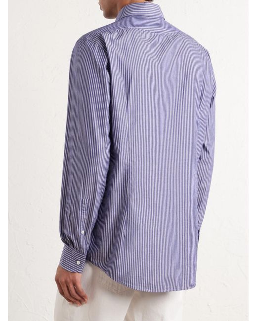 Massimo Alba Purple Genova Striped Cotton-Poplin Shirt for men