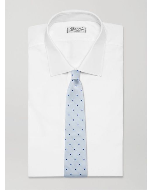 Richard James Blue 8cm Polka-dot Silk-jacquard Tie for men