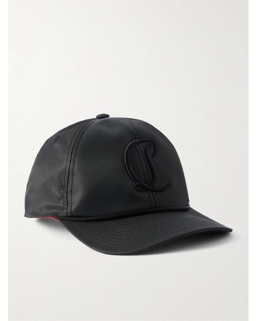 Christian Louboutin Black Mooncrest Ac Logo-Embroidered Leather-Trimmed Nylon-Twill Baseball Cap for men