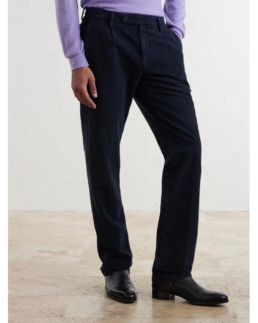 Massimo Alba Blue Ionio2 Straight-Leg Cotton Trousers for men