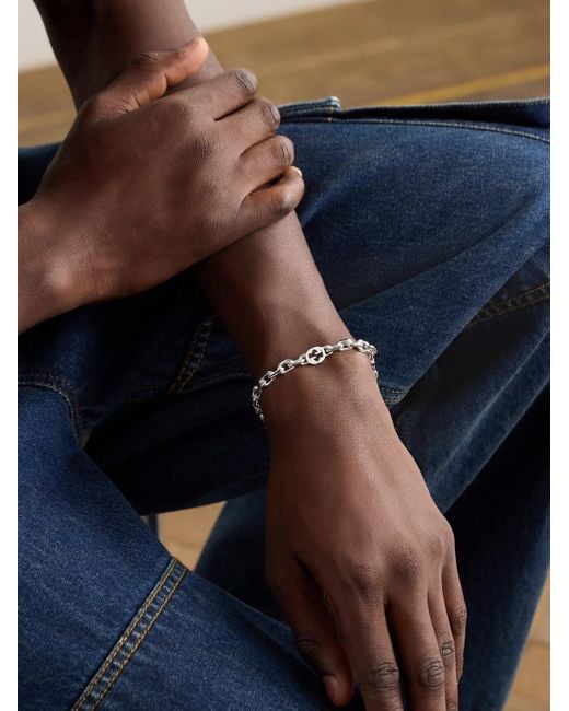 Gucci White Sterling Silver Chain Bracelet for men