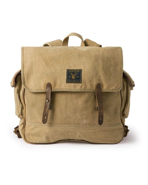 RRL Natural Falcon Leather-trimmed Cotton-canvas Backpack for men