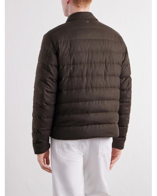 Herno Black Quilted Flannel Down Jacket for men