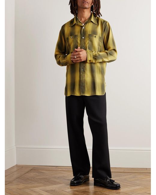 Needles Green Checked Crepe Shirt for men