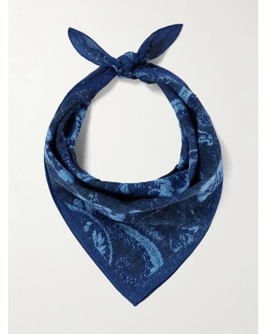 Blue Blue Japan Blue Tsujigahana Printed Cotton Bandana for men