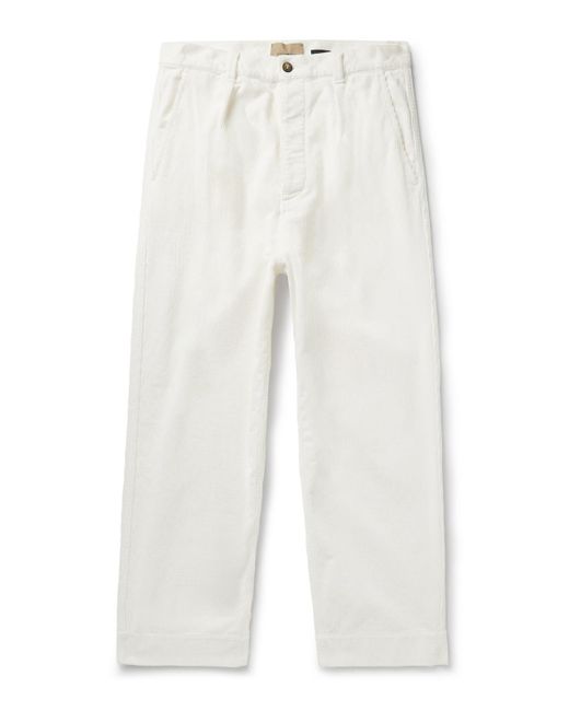 Federico Curradi White Wide-leg Pleated Cotton-blend Corduroy Trousers for men