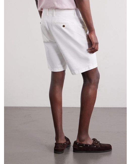 Mr P. White Straight-Leg Garment-Dyed Cotton-Blend Twill Bermuda Shorts for men