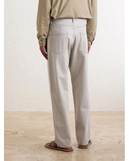 Auralee White Wide-Leg Twist Cotton Jeans for men