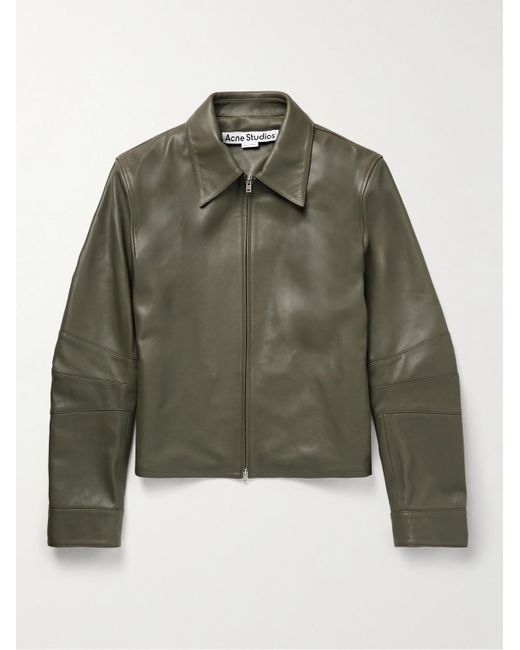 Acne Green Leather Jacket for men