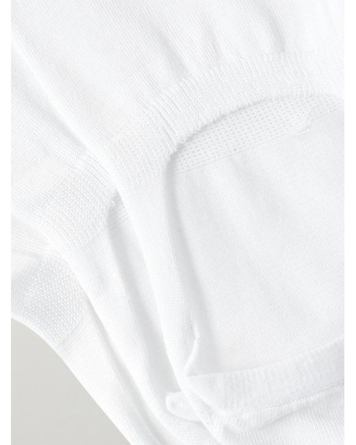 Mr P. White Three-pack No-show Cotton-blend Socks for men