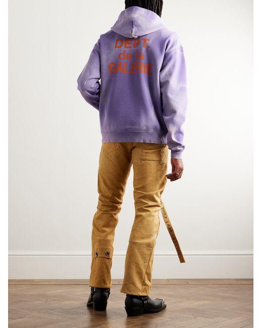 GALLERY DEPT. Purple Logo-print Bleached Cotton-jersey Zip-up Hoodie for men