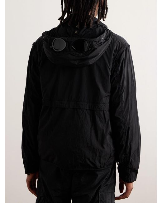 C P Company Black Logo-appliquéd Crinkled-shell Jacket for men