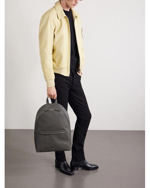 Tom Ford Gray Leather Backpack for men