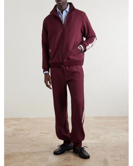 Valentino Garavani Purple Vgold Striped Drill Zip-Up Sweater for men