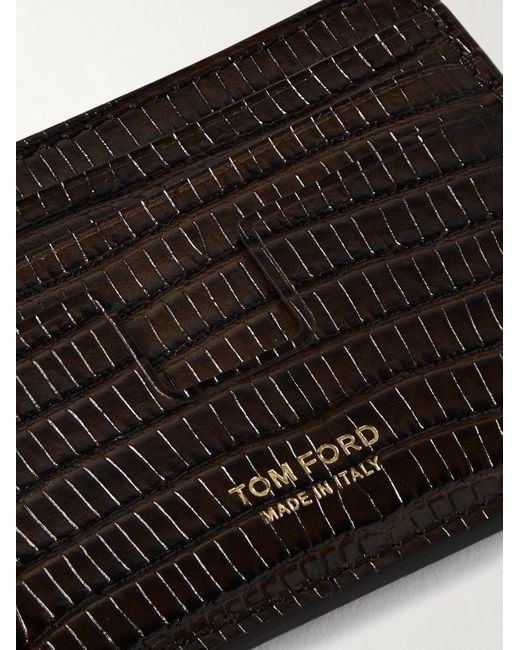 Tom Ford Black Lizard-effect Glossed-leather Cardholder for men