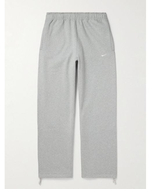 Nike Gray Straight-leg Logo-embroidered Cotton-blend Jersey Sweatpants for men