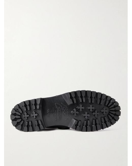 Yuketen Black Fringed Full-grain Leather Kiltie Boat Shoes for men