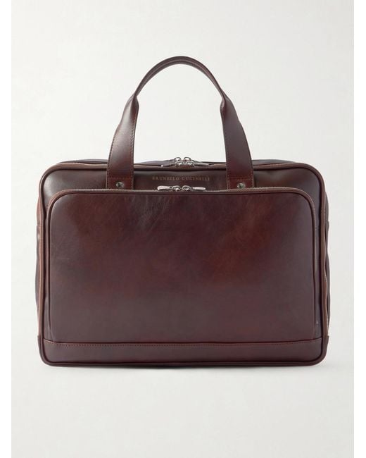 Brunello Cucinelli Brown Leather Briefcase for men