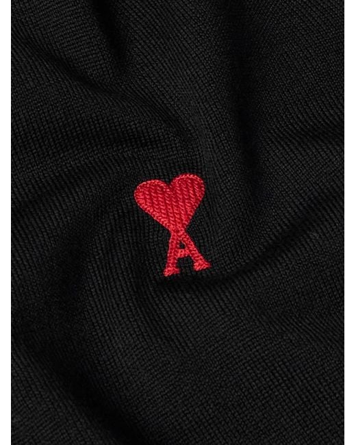 AMI Blue Ami De Coeur Logo-Embroidered Cotton-Blend Jersey Sweatshirt for men