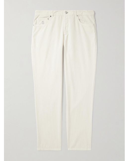 Brunello Cucinelli Natural Slim-fit Cotton-corduroy Trousers for men