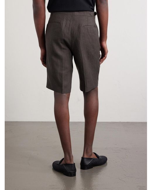 De Petrillo Gray Straight-Leg Linen Shorts for men
