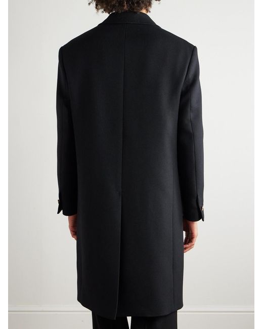 Versace Black Wool-Blend Twill Overcoat for men