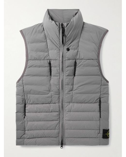 Stone Island Daunenweste aus gestepptem Stretch-Shell mit Logodetail in Gray für Herren