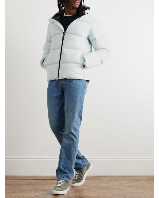 Laminar White Quilted Stretch-Shell Hooded Down Bomber Jacket for men