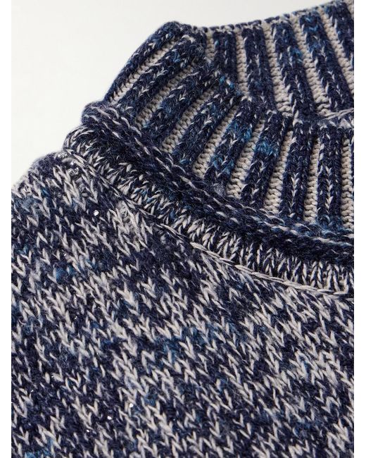 Acne Blue Metallic Textured-Knit Sweater for men