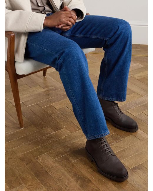 Brunello Cucinelli Black Pedula Waxed-suede Boots for men