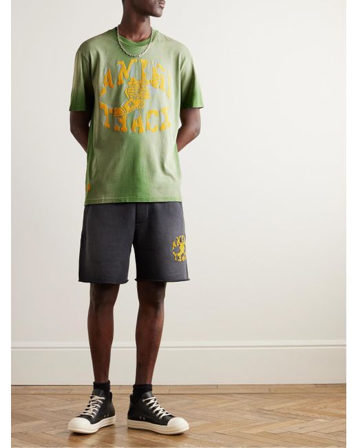 Amiri Track T-Shirt aus Baumwoll-Jersey mit Logoflockdruck in Green für Herren