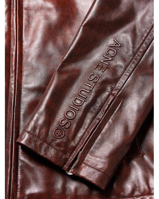 Acne Brown Leather Blouson Jacket for men