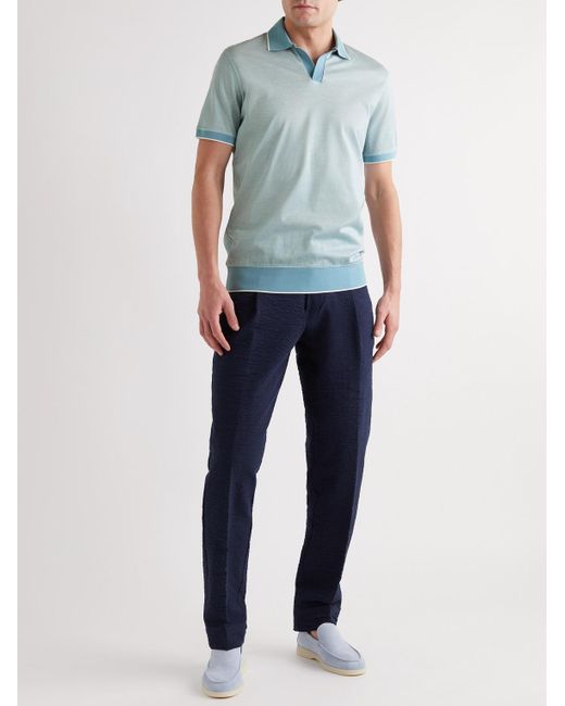 Loro Piana Blue Cotton Polo Shirt for men