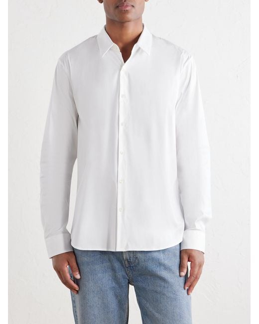 James Perse White Stretch Cotton-Blend Poplin Shirt for men