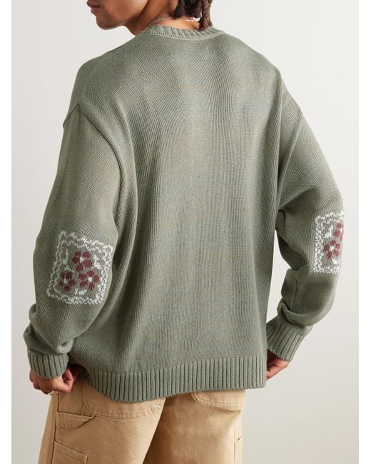 Kapital Peckish Rainbowy Pullover aus einer Baumwollmischung mit Intarsienmotiv in Gray für Herren