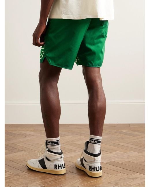 Rhude Gerade geschnittene Shorts aus Nylon mit Logoprint und Kordelzugbund in Green für Herren