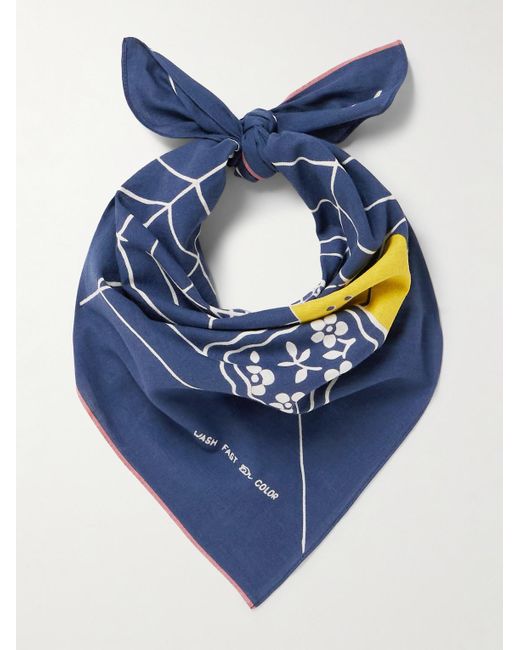 Kapital Blue Fastcolor Printed Selvedge Cotton-Voile Bandana for men