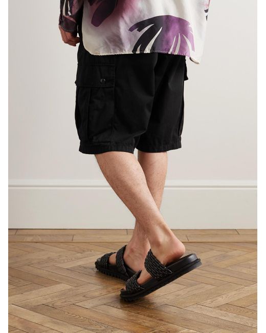 Dries Van Noten Black Straight-leg Cotton-gabardine Cargo Shorts for men
