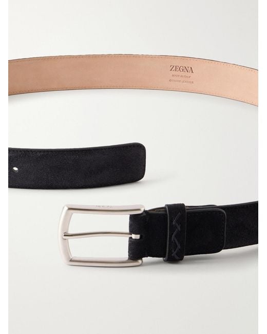 Zegna Blue 3Cm Suede Belt for men