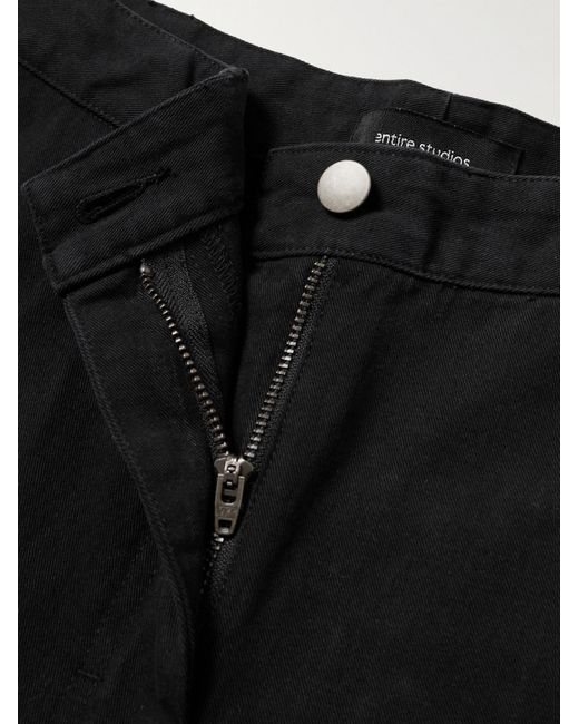 Entire studios Black High-rise Pm Wide-leg Cotton-twill Trousers for men