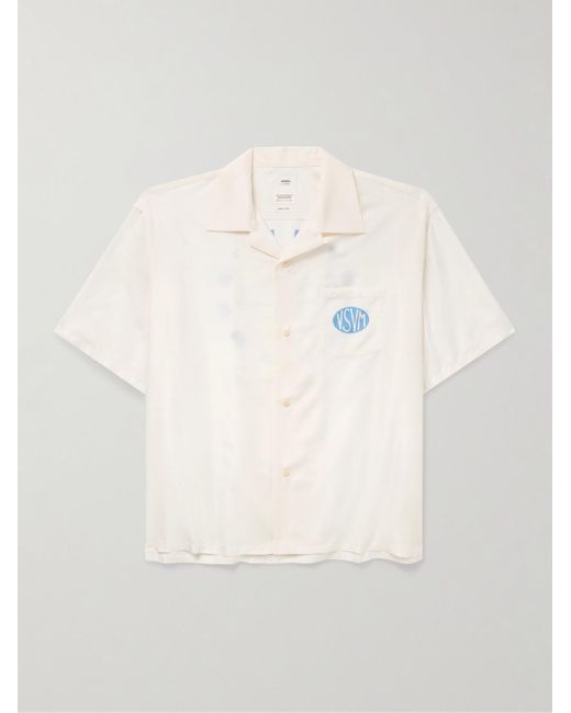 Visvim Natural Crosby Convertible-collar Logo-print Silk Shirt for men