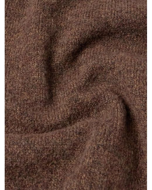 Incotex Brown Zanone Brushed Virgin Wool-Blend Cardigan for men