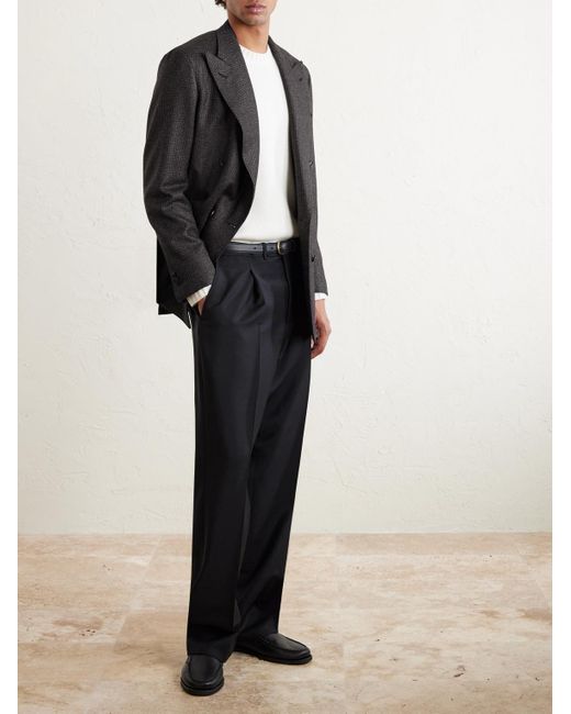 Saman Amel Black Amo Straight-leg Wool And Mohair-blend Suit Trousers for men