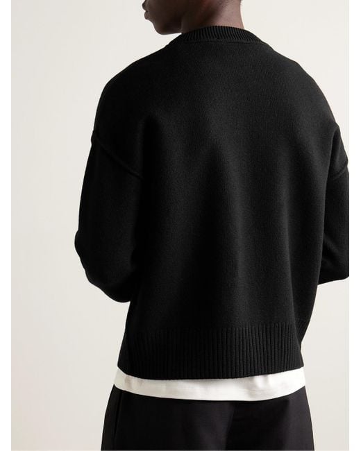 Pullover in lana vergine con logo a intarsio ADC di AMI in Black da Uomo