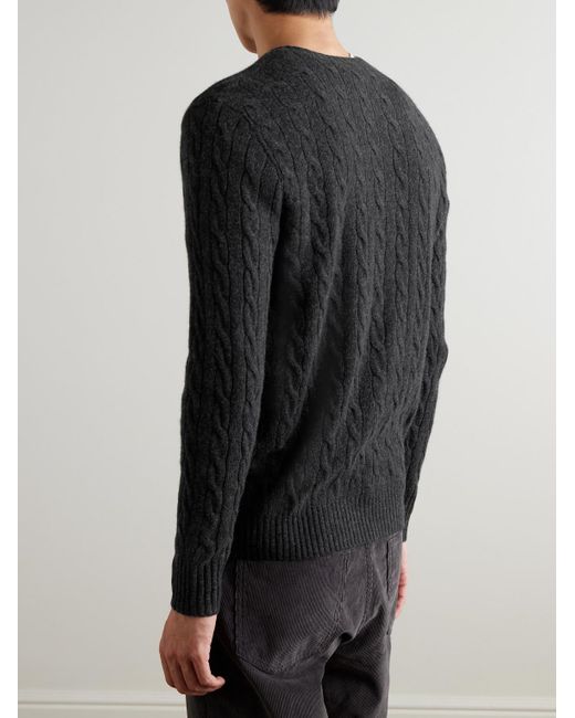 Polo Ralph Lauren Gray Cable-Knit Wool And Cashmere-Blend Sweater for men